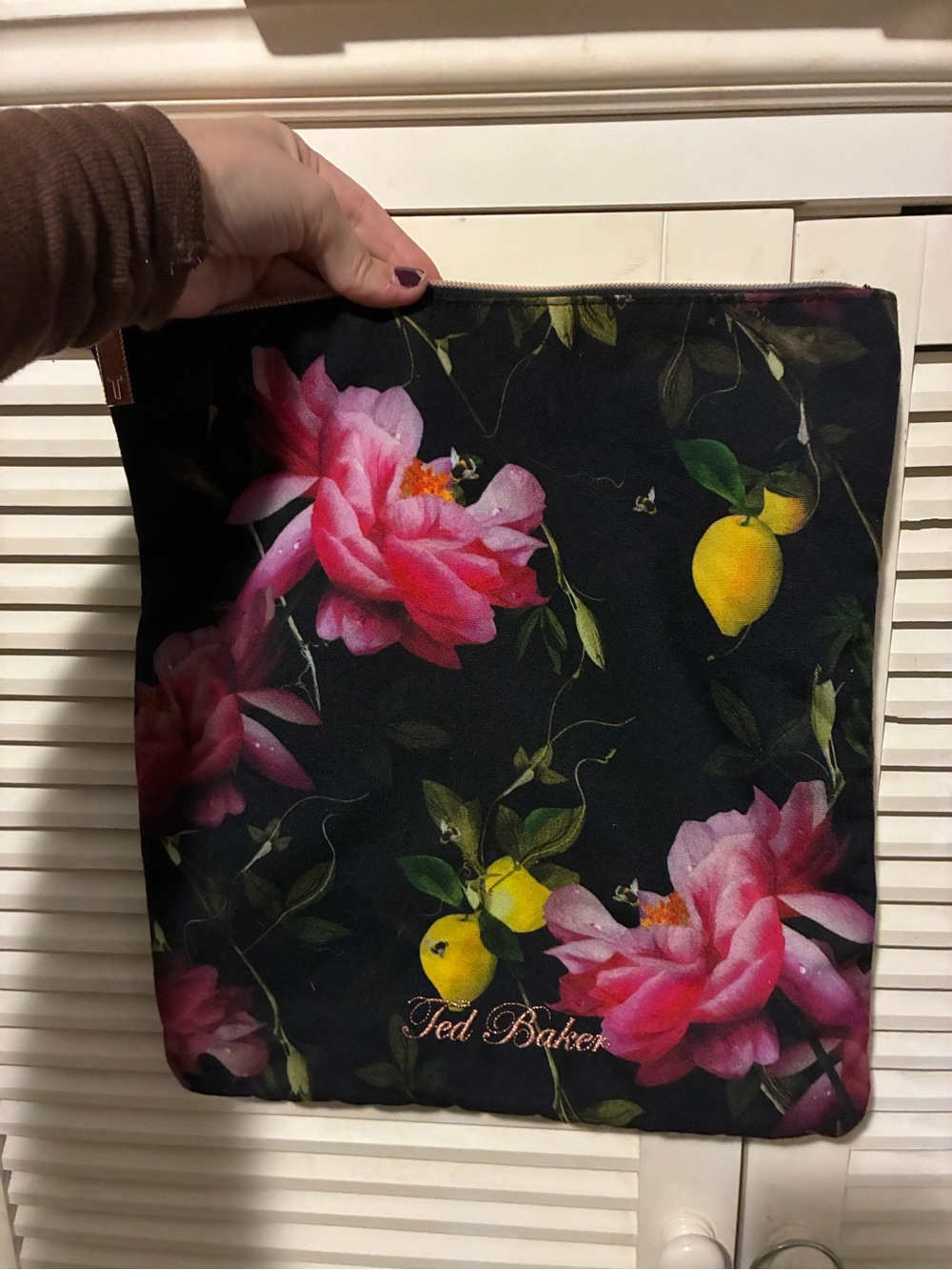 Ted Baker Black Floral & Lemon Cosmetic Pouch